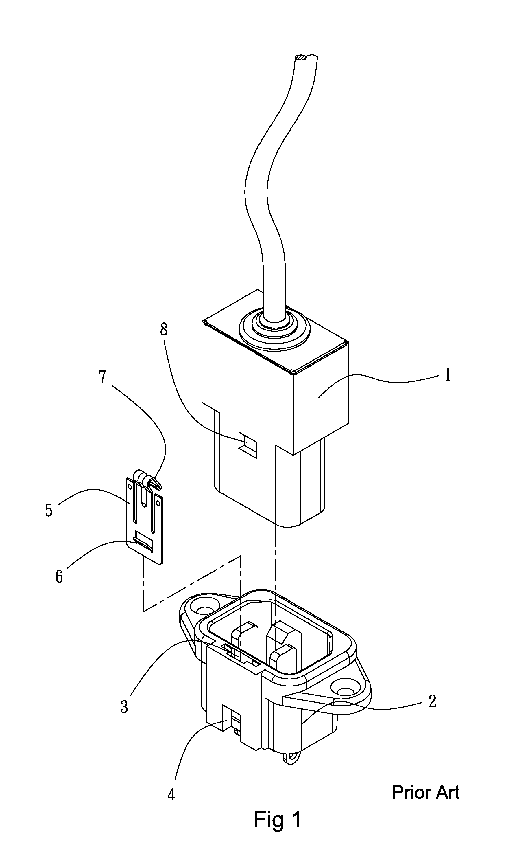 Fastening device of plug-socket combination