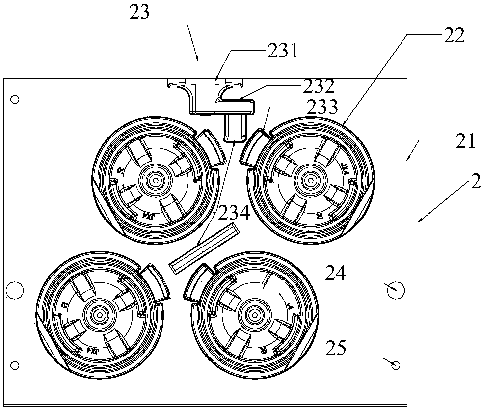 Die plate for sand casting and vertical casting of flying wheel