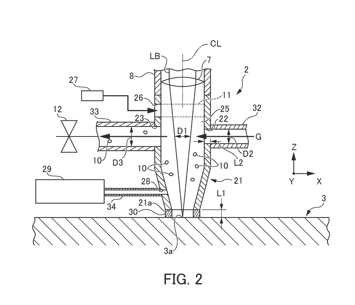 Nozzle for laser processing head