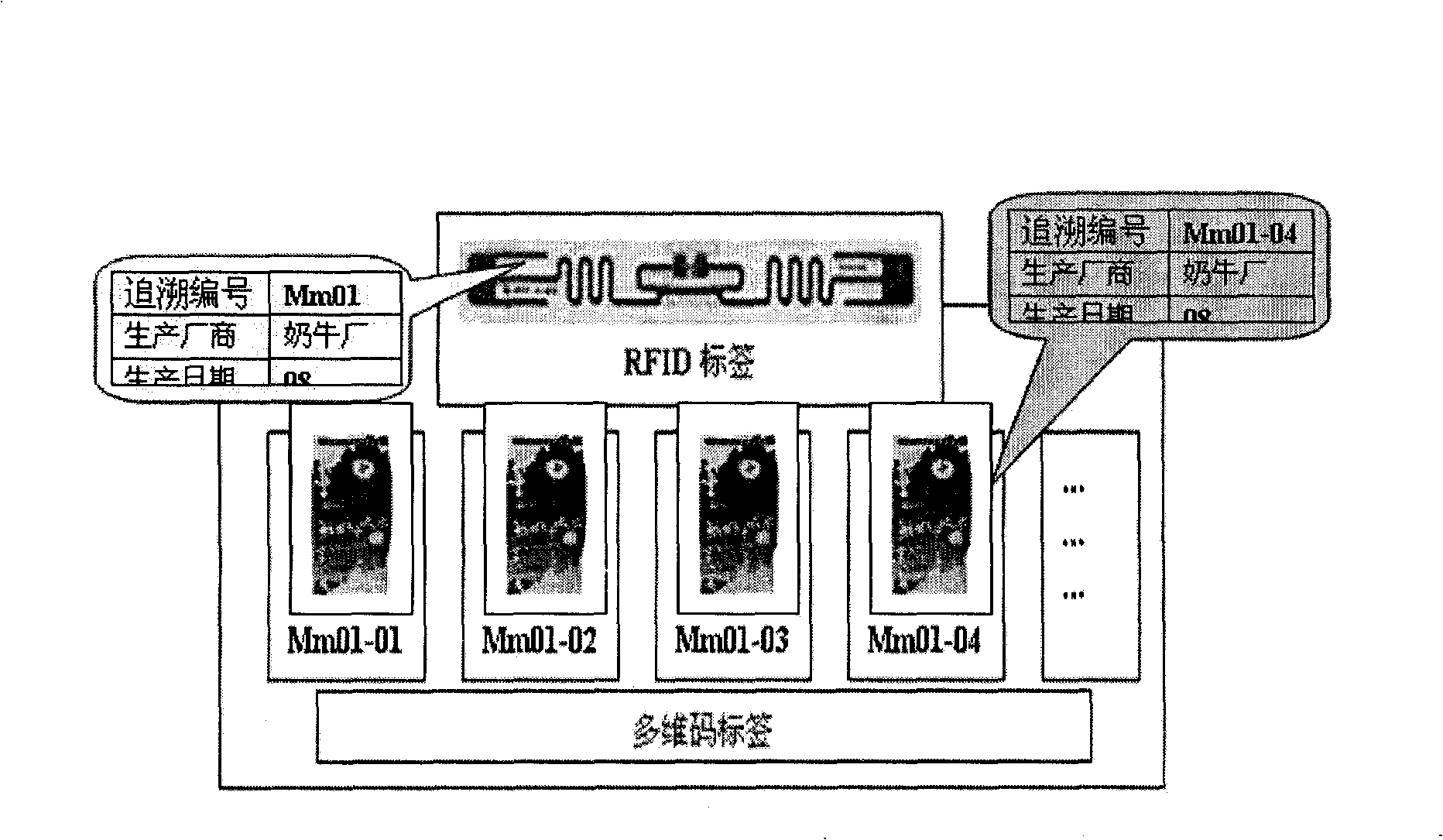 Article anti-counterfeiting system combining radio frequency identification and two-dimension code