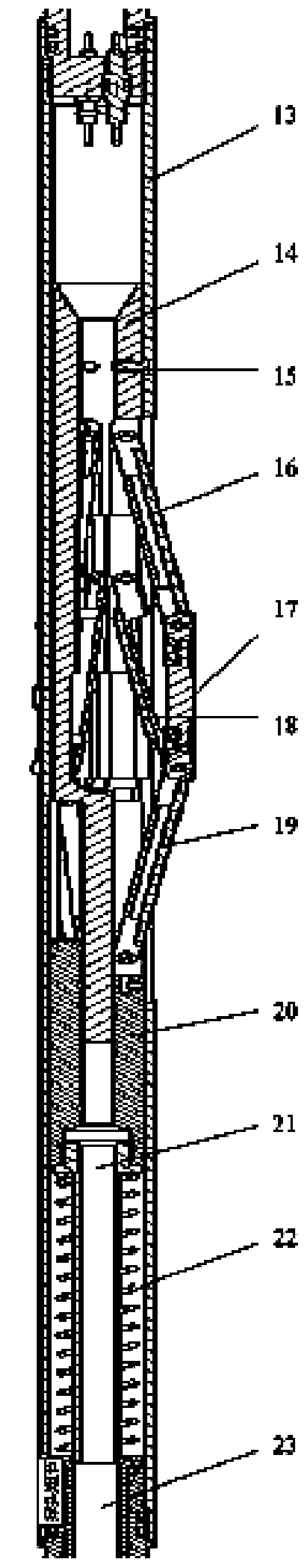 Pushing-leaning type three-arm temperature logging instrument