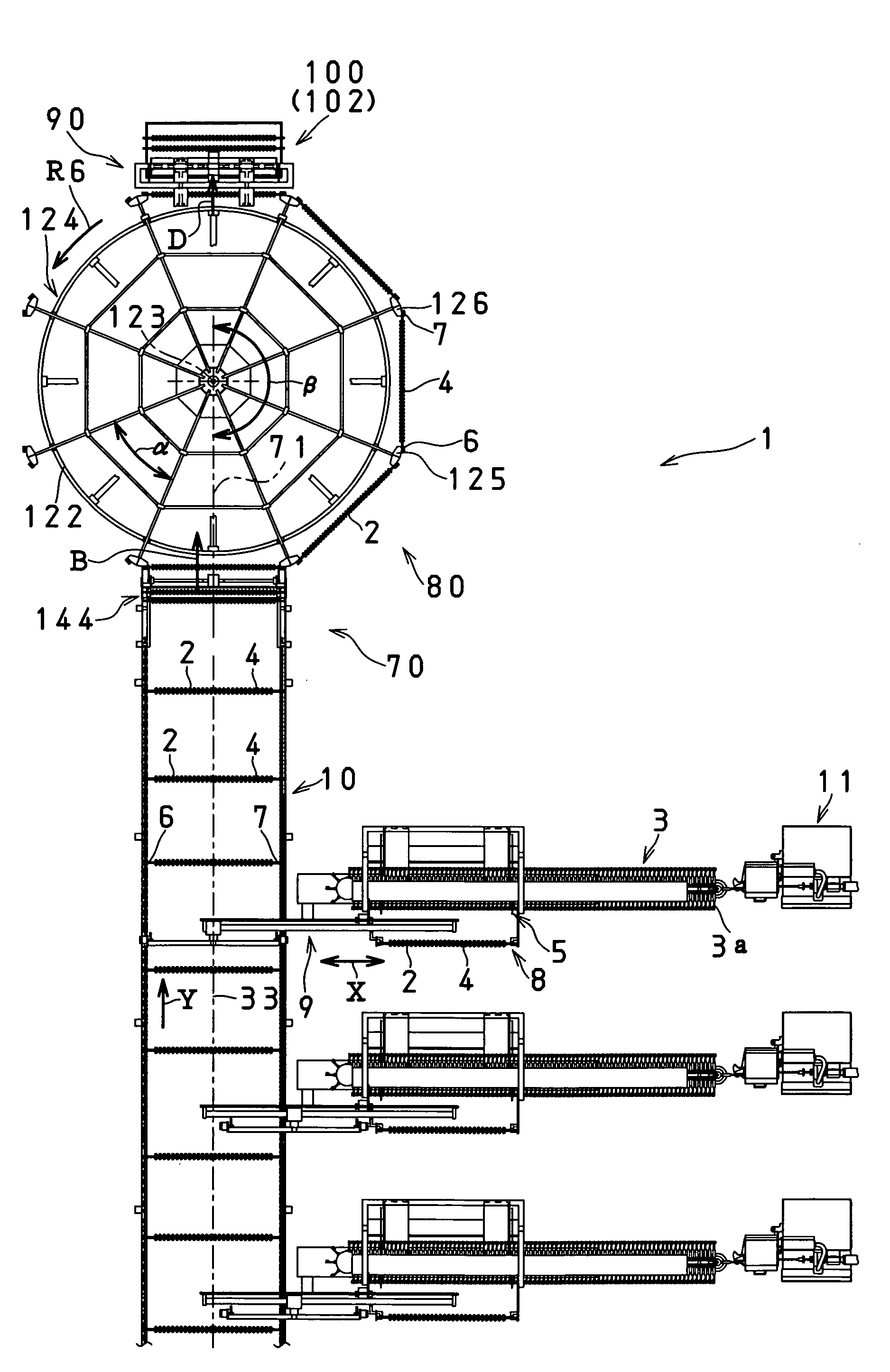 Method and apparatus for transferring a stick with a food product such as a sausage suspended therefrom