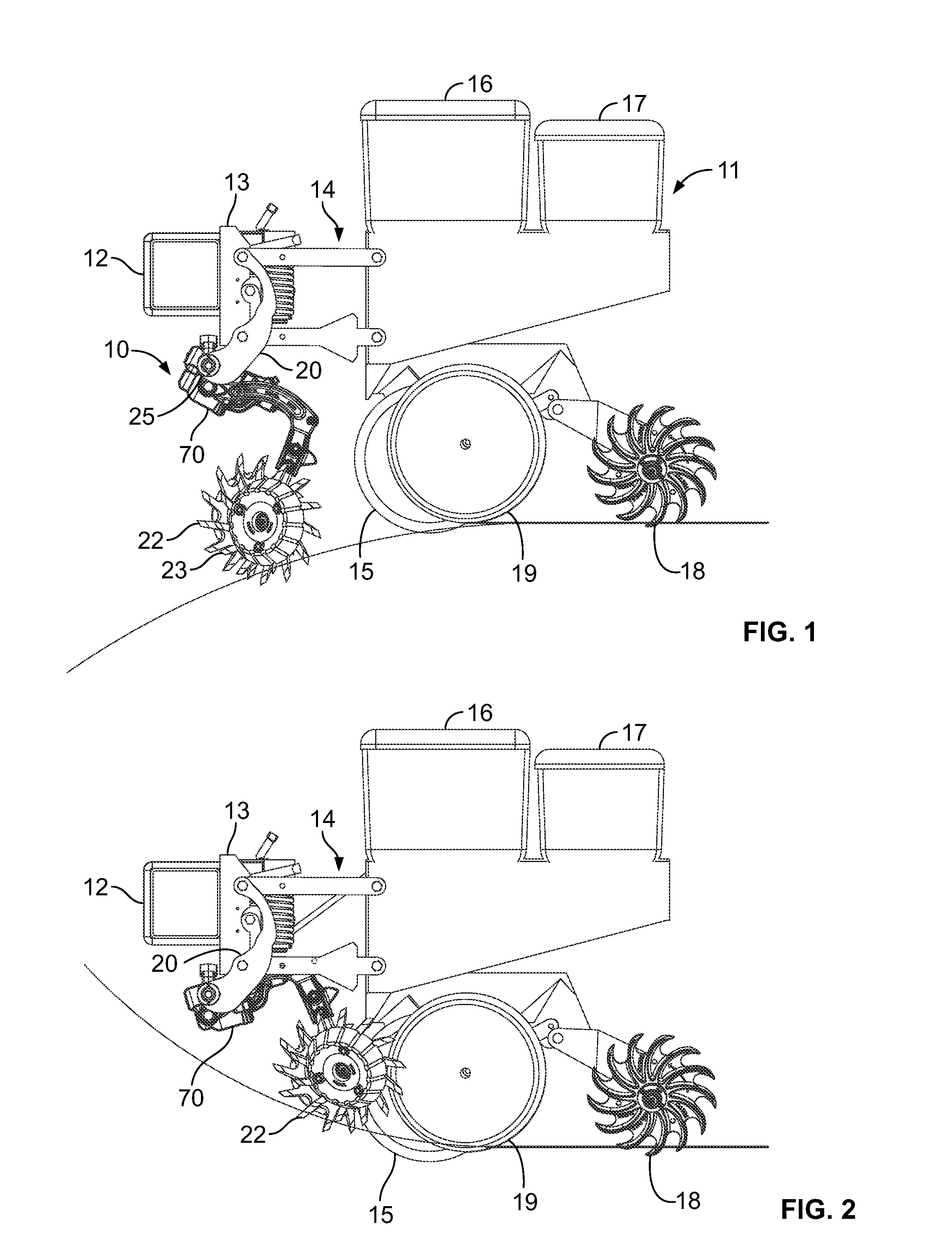 Agricultural implement with automatic down pressure control