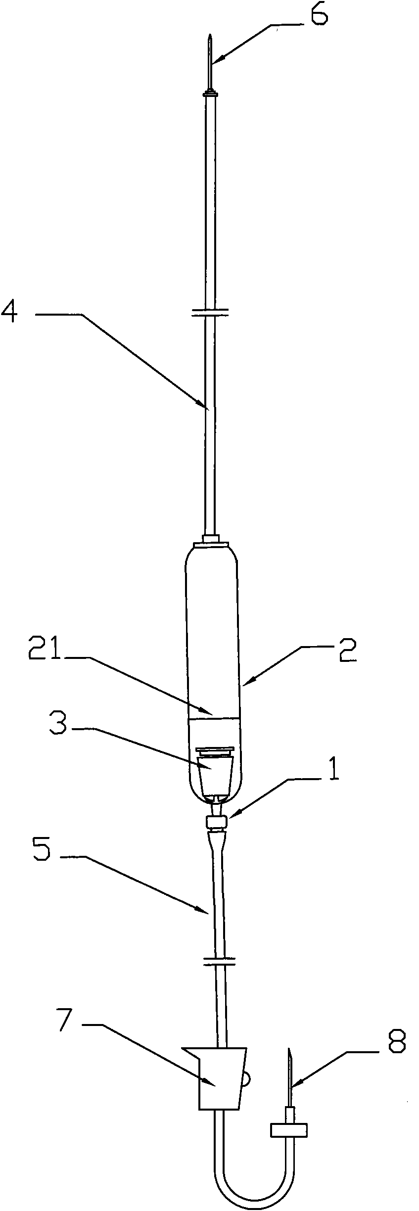 Automatic vent type transfusion set