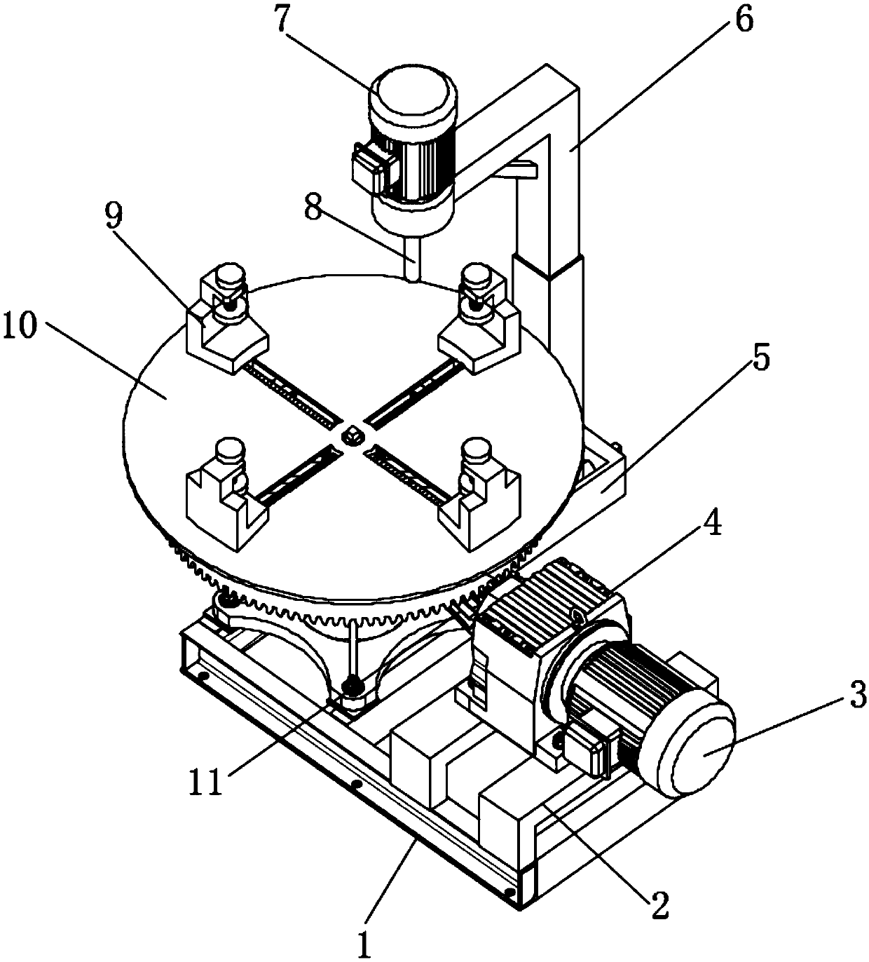 Inner ring grinding device and grinding method for rotating disc type bearing machining