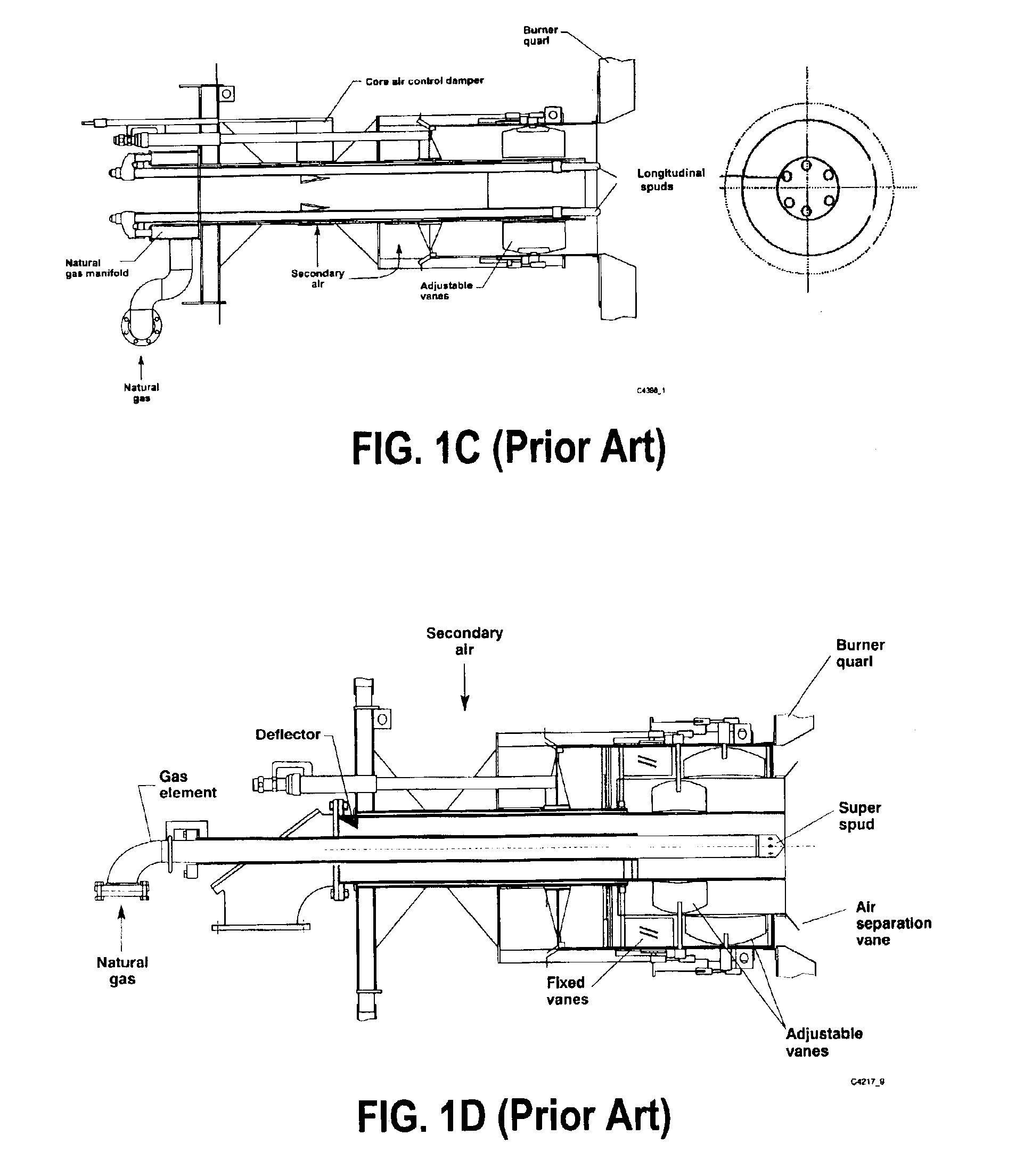 Dual fuel burner for a shortened flame and reduced pollutant emissions