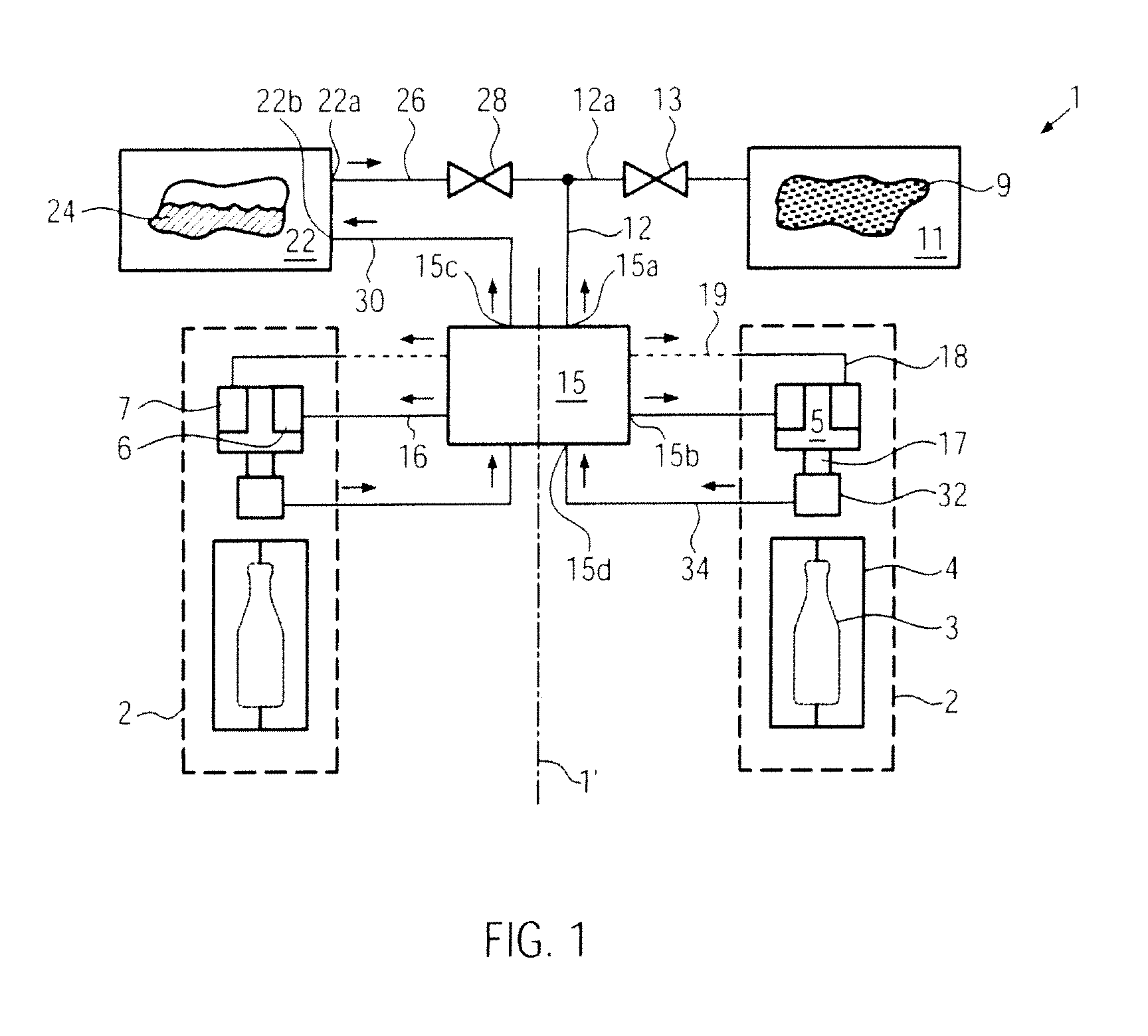 Blow Molding Machine with CIP System for Producing Plastic Bottles, Particularly PET Bottles