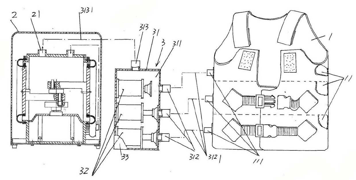 Wearing device for pneumatic expectoration device