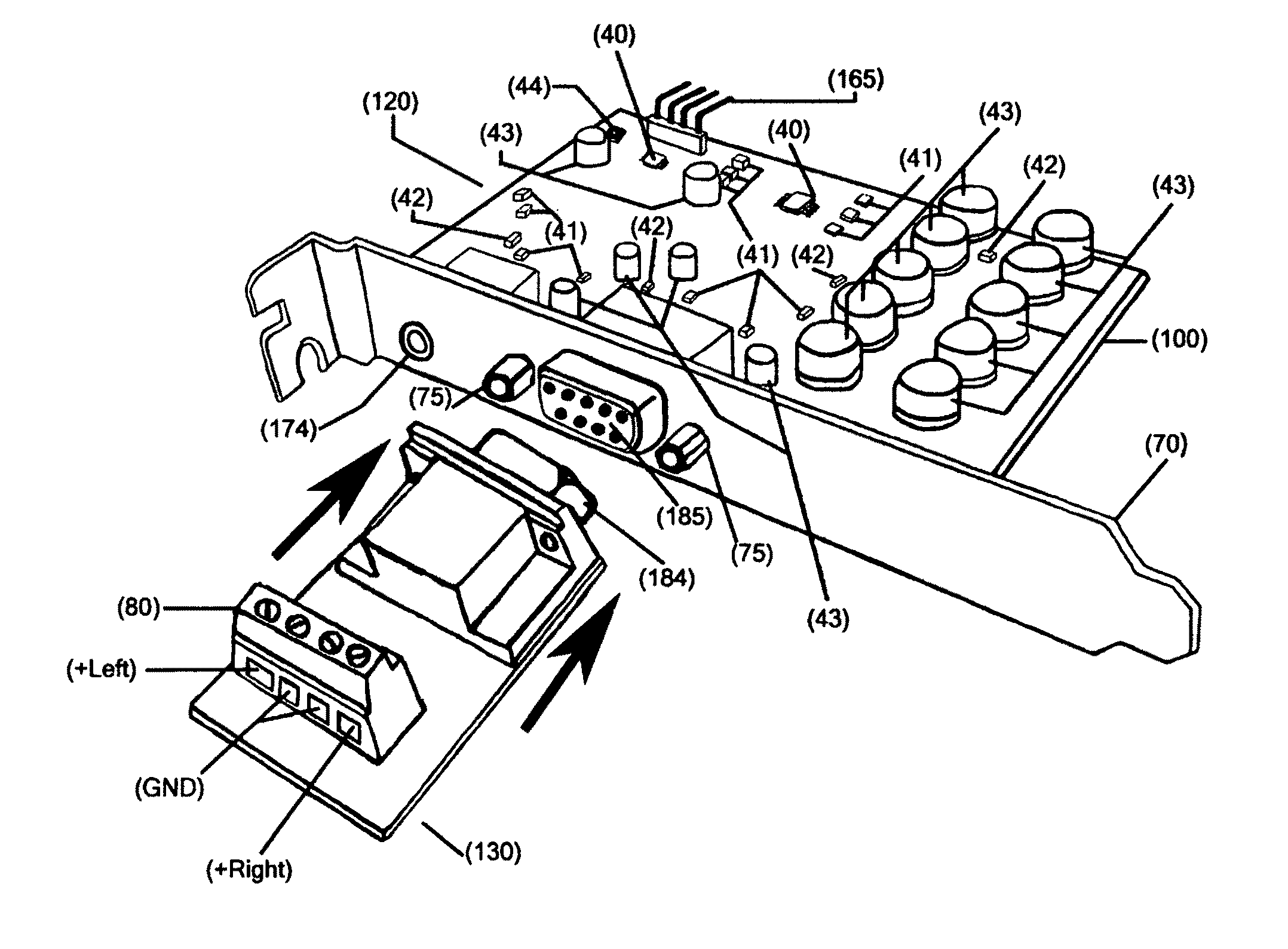 Computer installed stereo PA amplifier card