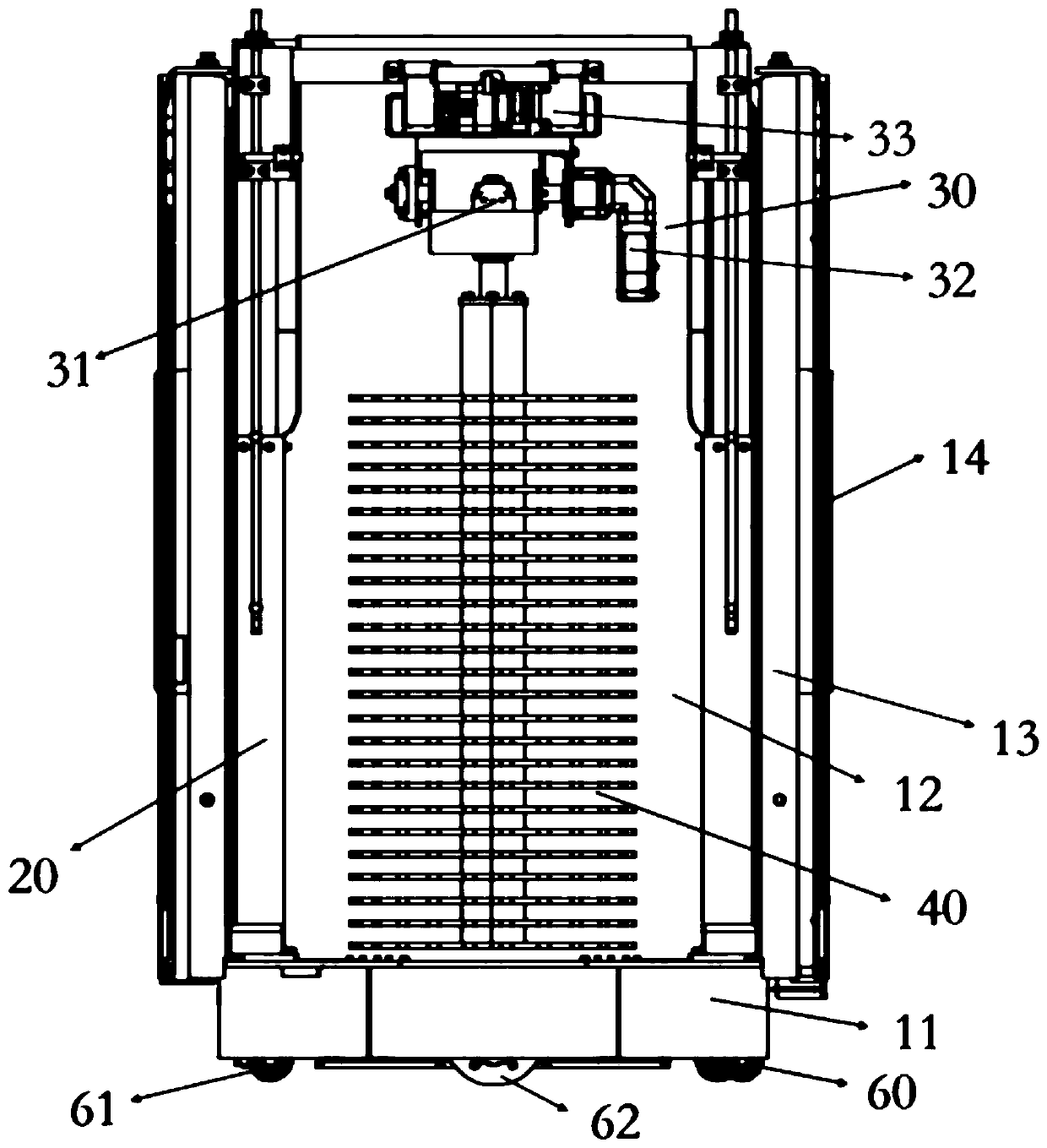 Walking type unmanned vehicle washing equipment