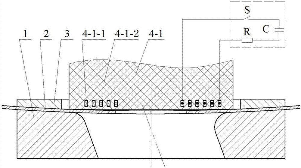 Composite multi-step local plastic electromagnetic forming method for sheet workpiece