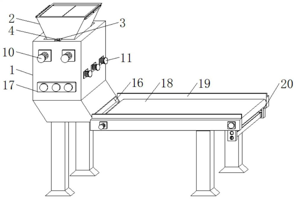 Beef cattle feed crushing and conveying device