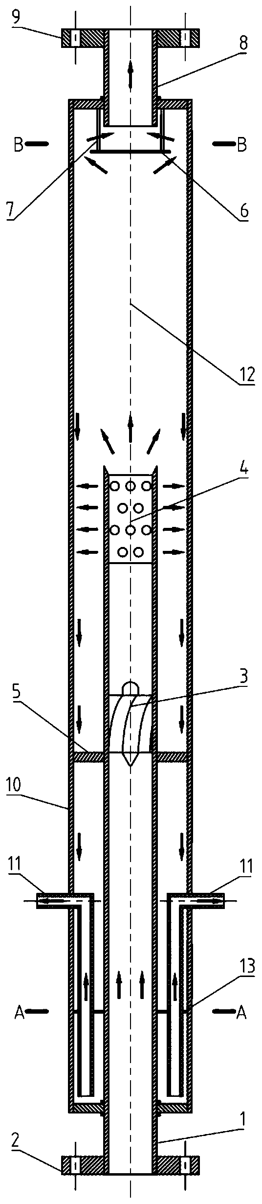 Intubation pipe type gas-liquid separator based on differential pressure balance