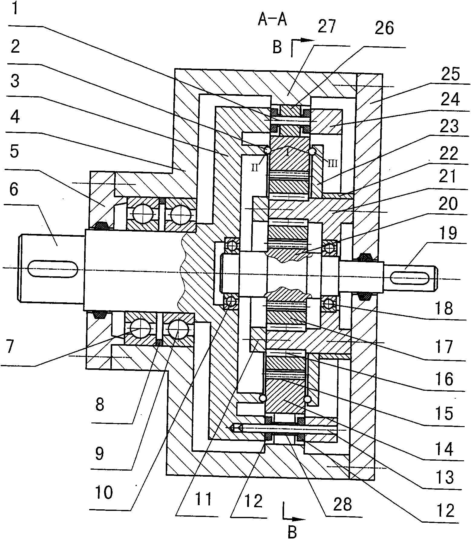 Two-phase shock wave swing link movable-teeth compound transmission speed reducer