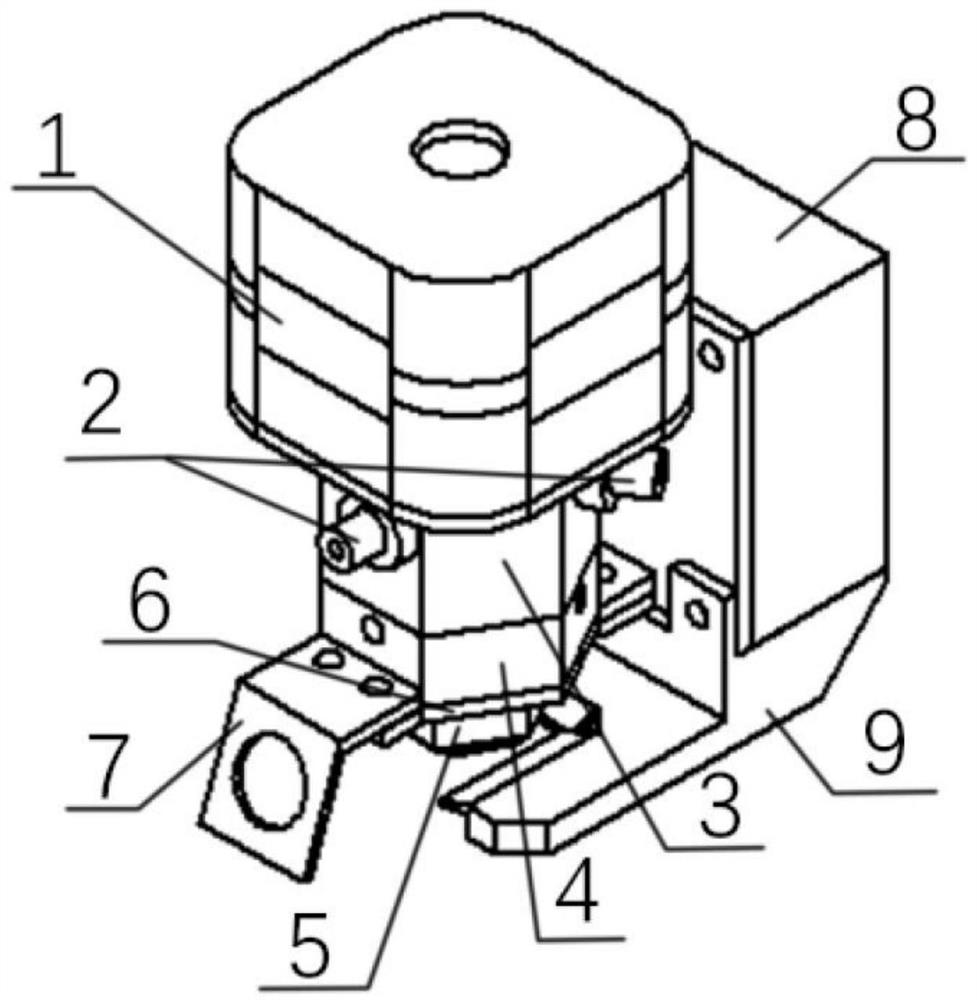 A multi-input and one-out 3D printing color mixing nozzle that can be equipped with a camera