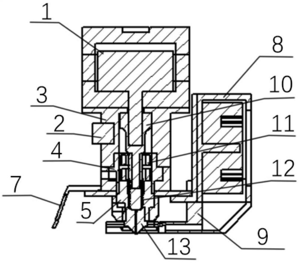 A multi-input and one-out 3D printing color mixing nozzle that can be equipped with a camera