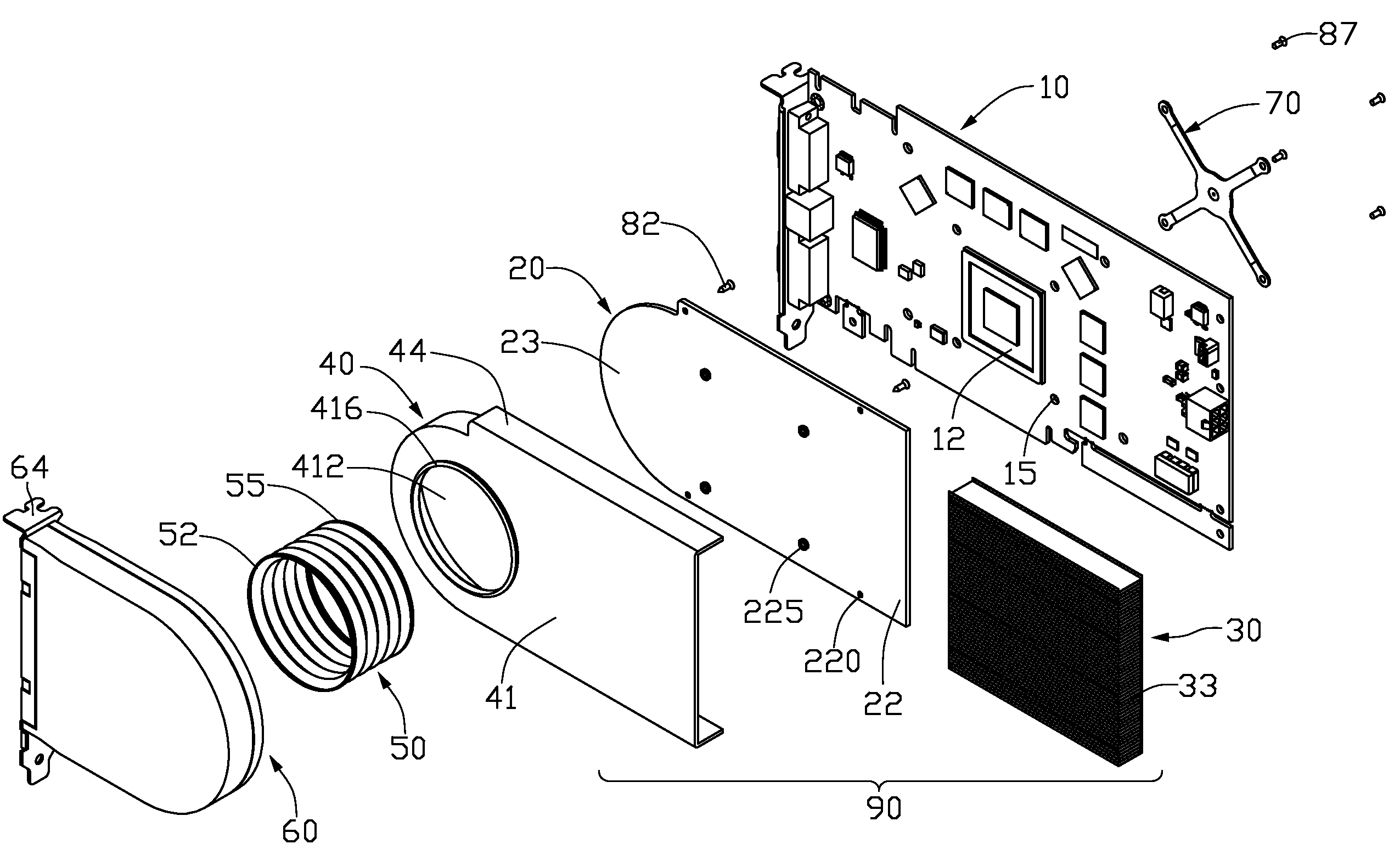 Heat dissipation device for computer add-on cards