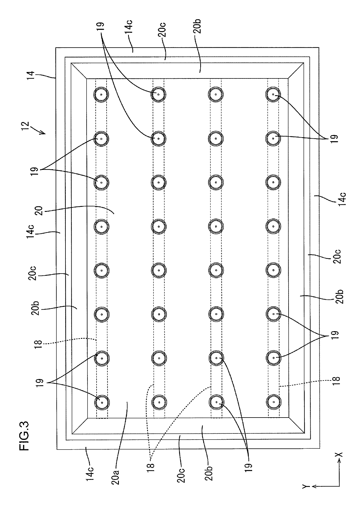 Laminated optical member, lighting device, display device, and television device with spacers defined in linear shapes along a plate surface with axes tilted relative to an arrangement direction of pixels