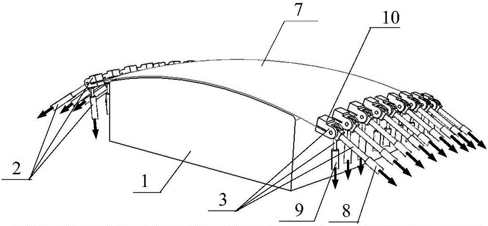 Three-dimensional curve stretch forming method based on multi-point force loading mode