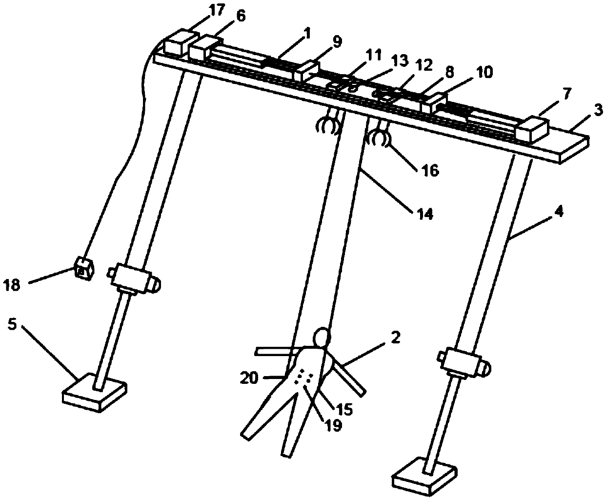 Special training device for training throwing and catching strength in lala gym