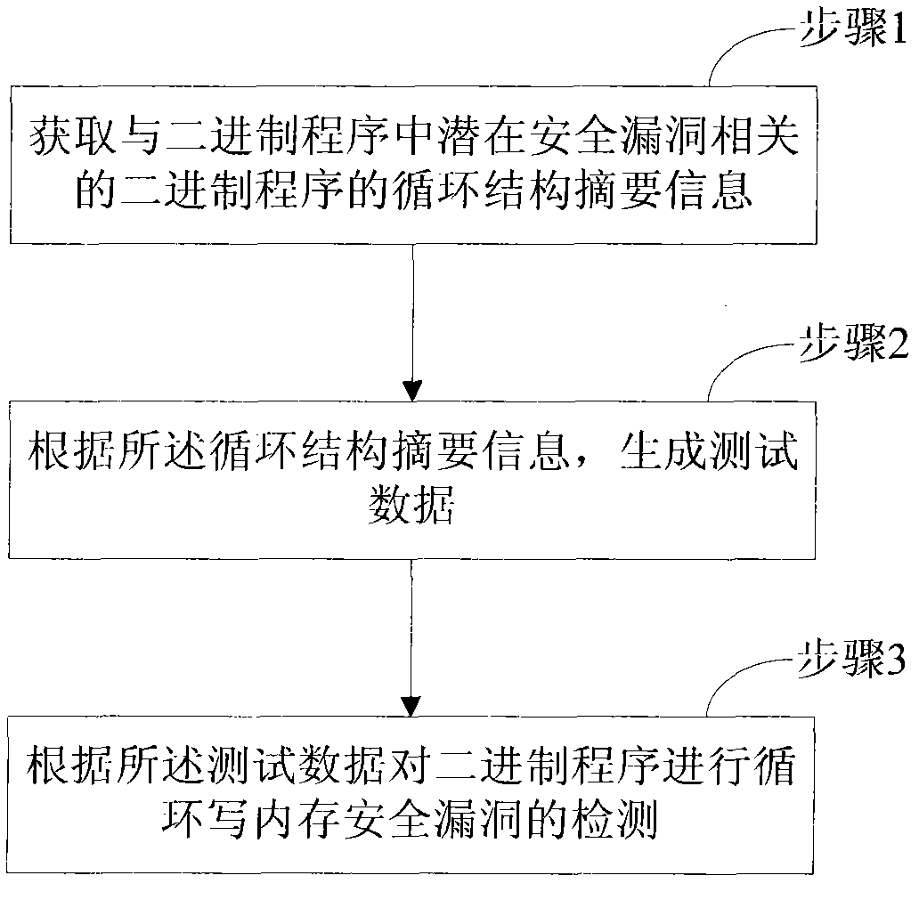 Detection method for security flaws in loop write-only memory of binary program