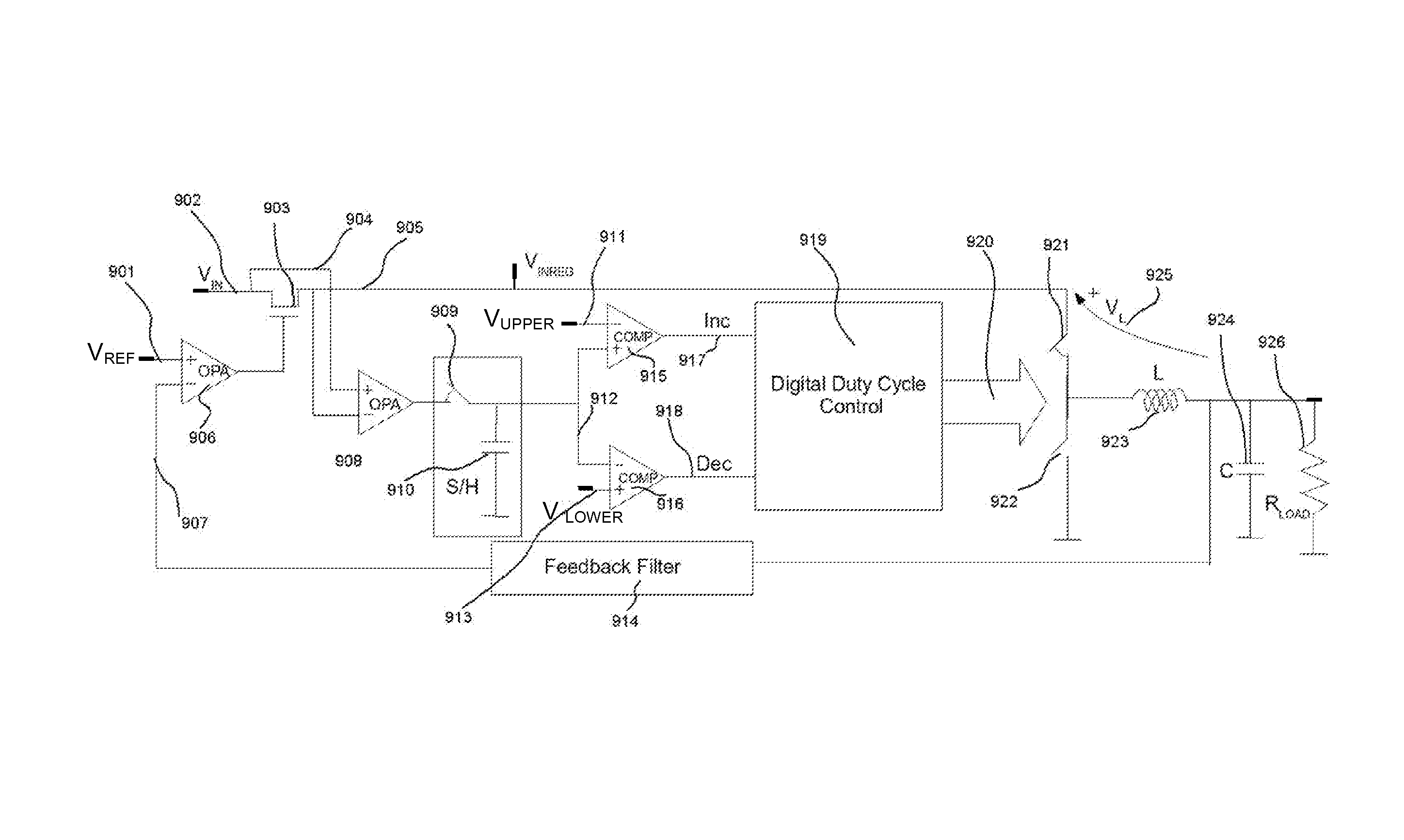 Highly simplified switching regulator which allows very high switching frequencies