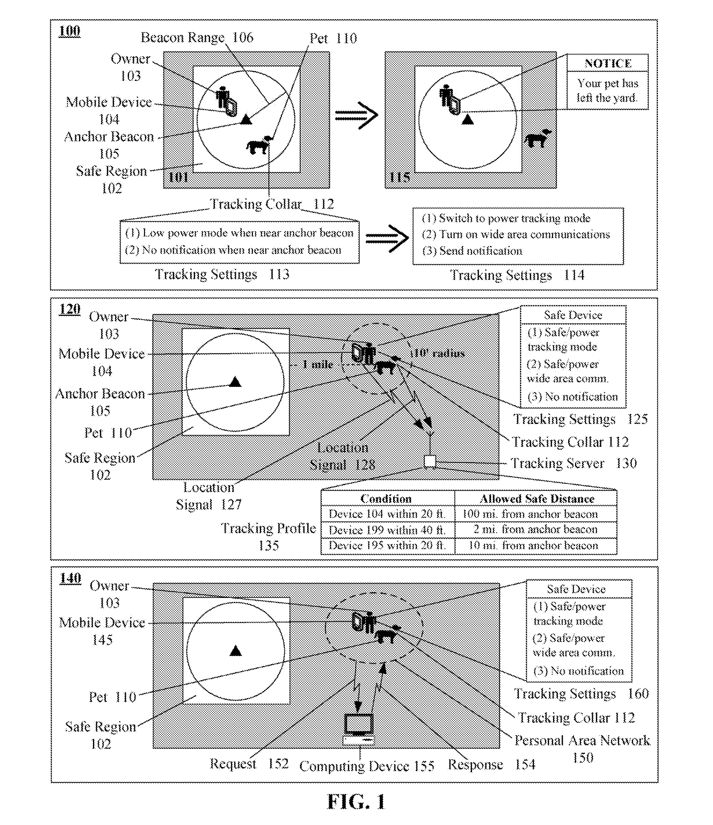 Selectively sending notifications when an object tracking device is outside a range of an anchor beacon