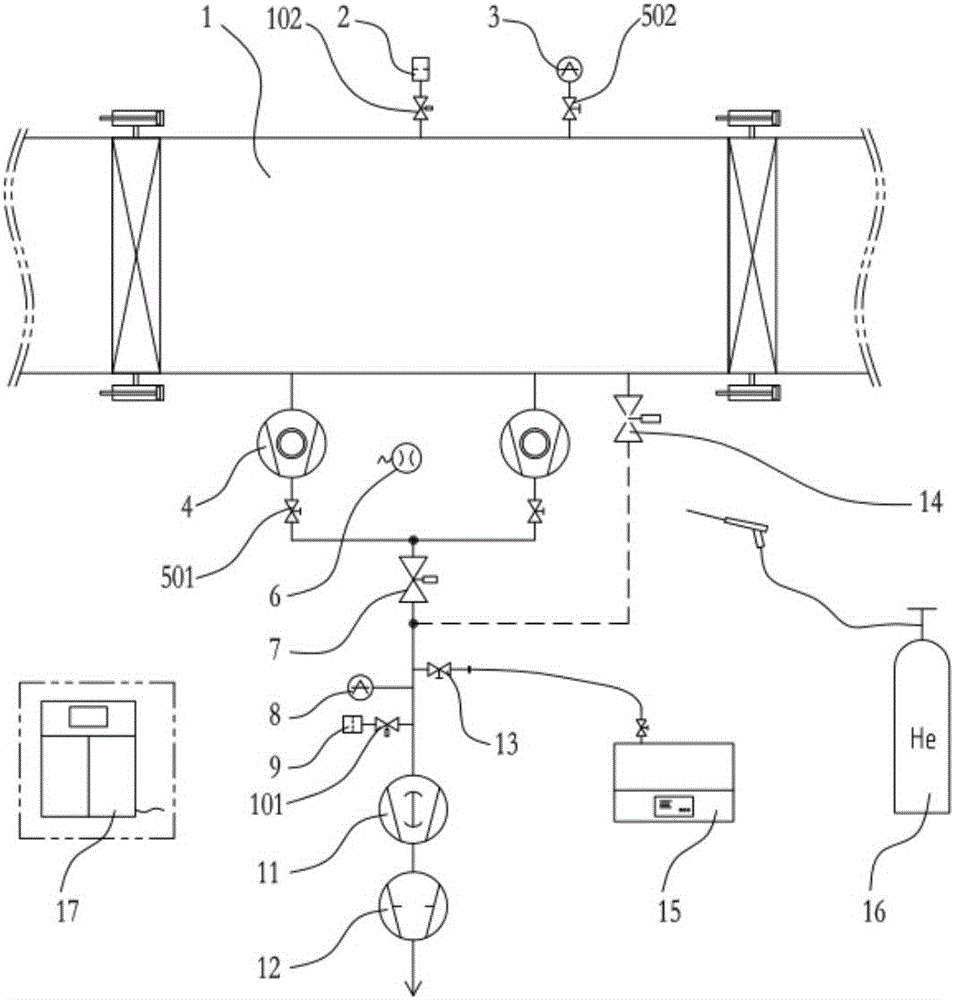 Vacuum coating cavity leak detection system and leak detection method