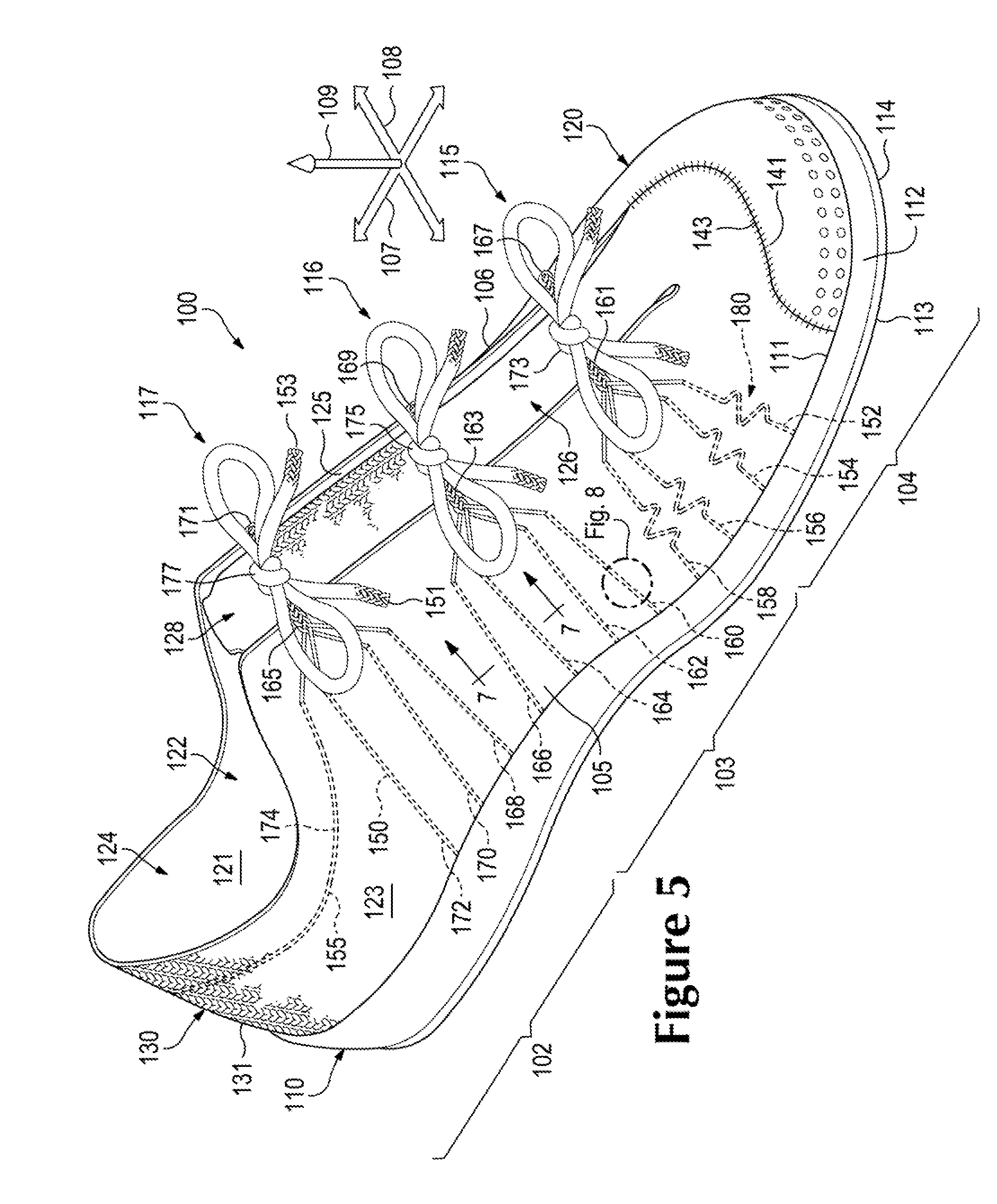 Article incorporating a knitted component with zonal stretch limiter