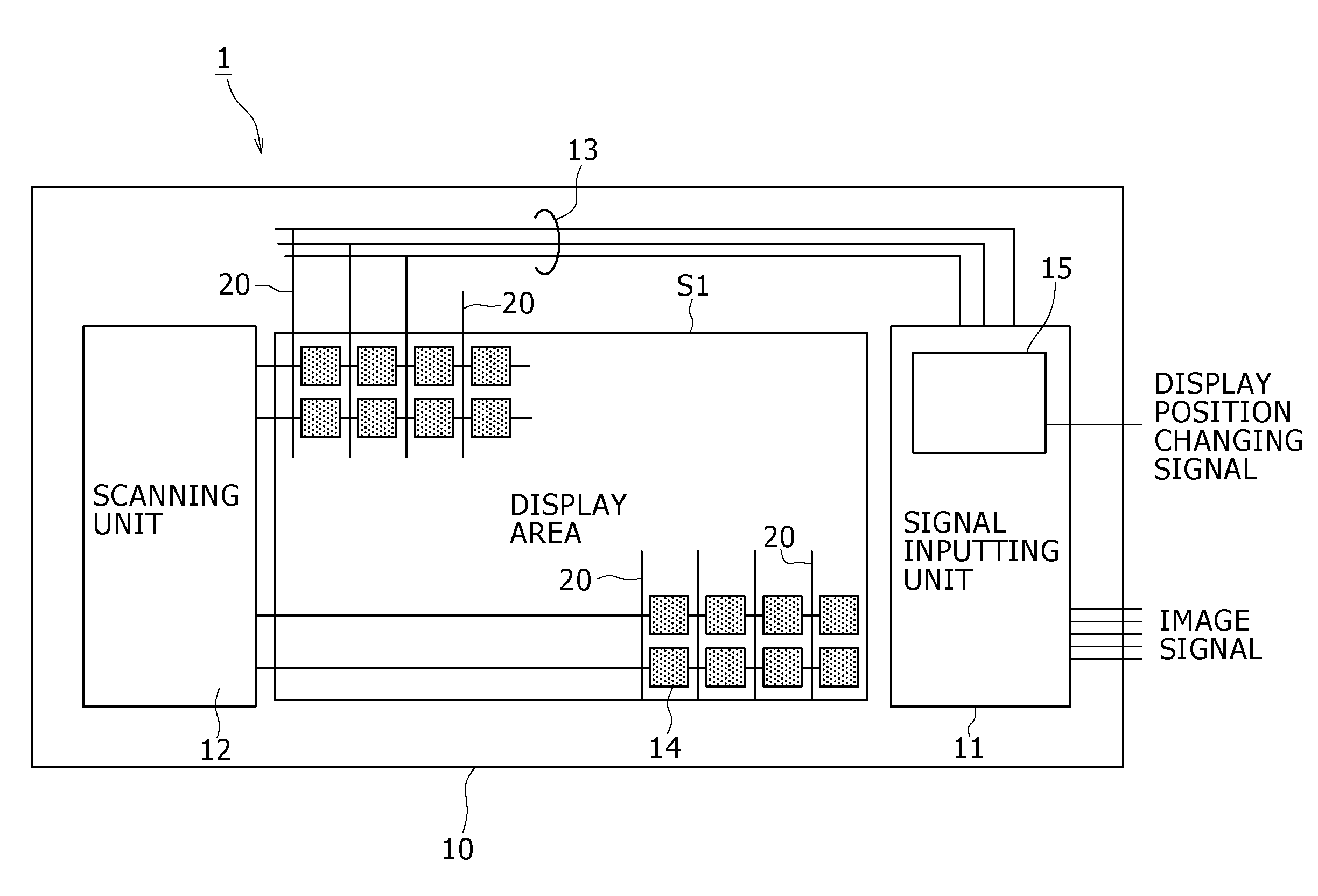 Image display device capable of shifting a data line destination