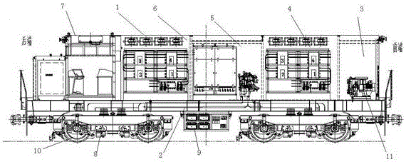 1000kW-power-grade pure electric alternating current driving shunting locomotive