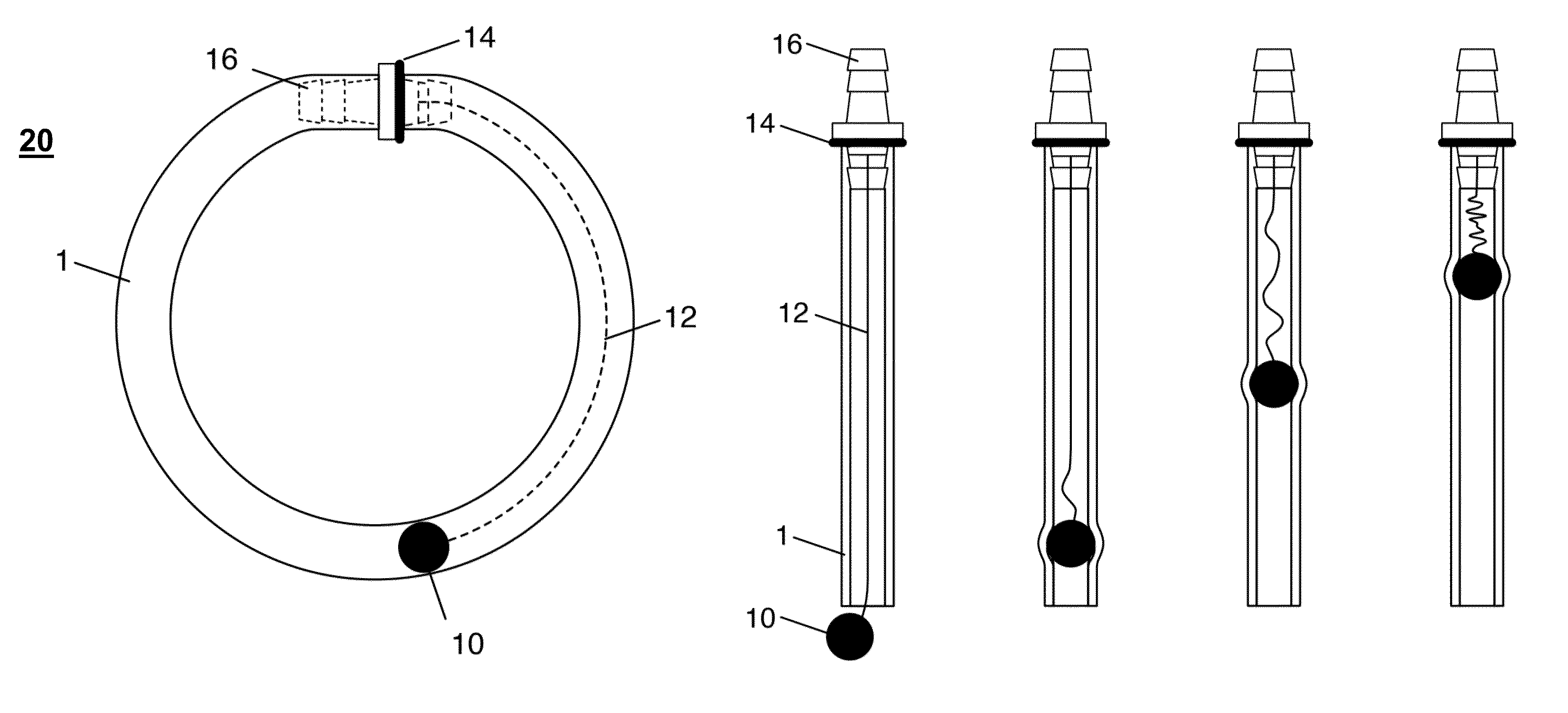 Dispenser with movable dispensing component anchored by a filament