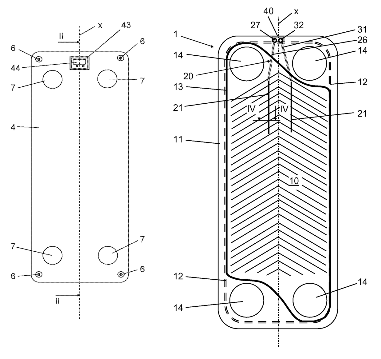 Heat exchanger plate and a plate heat exchanger with insulated sensor internal to heat exchange area