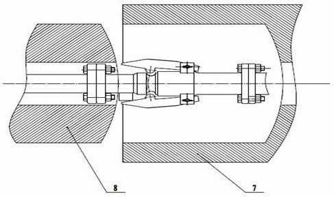 Axial-force-transmittable quick joint device for water cooling pipe inside ejector rod