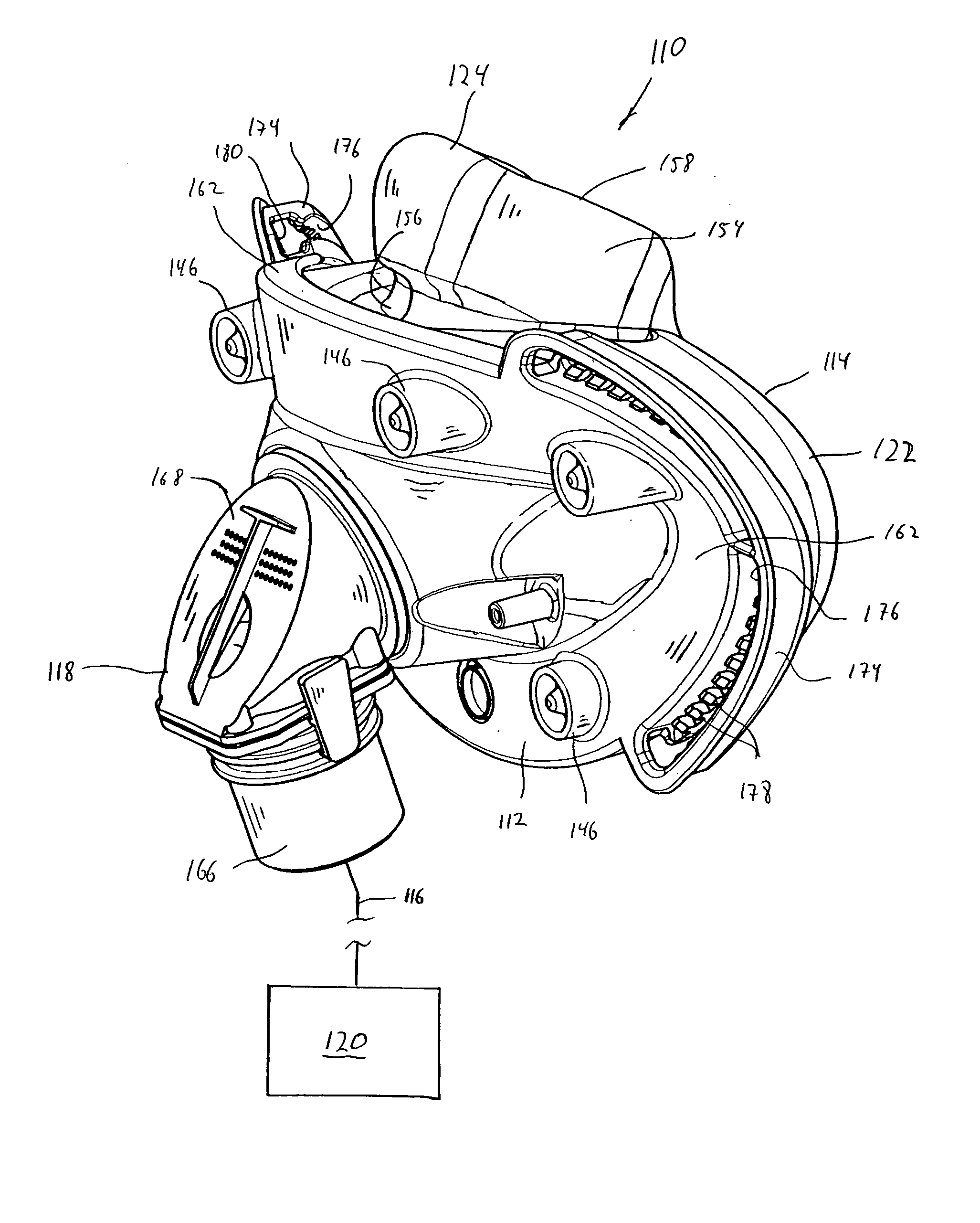 Full face respiratory mask with integrated nasal interface