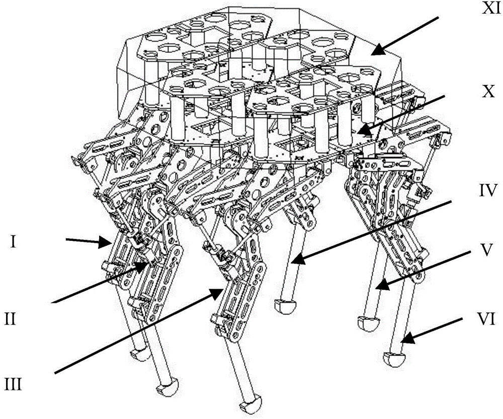 Linearly-driven walking robot leg configuration and parallel-connected six-legged walking robot