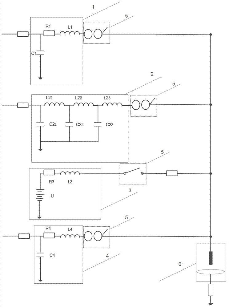 Direct effect testing device for lightning current