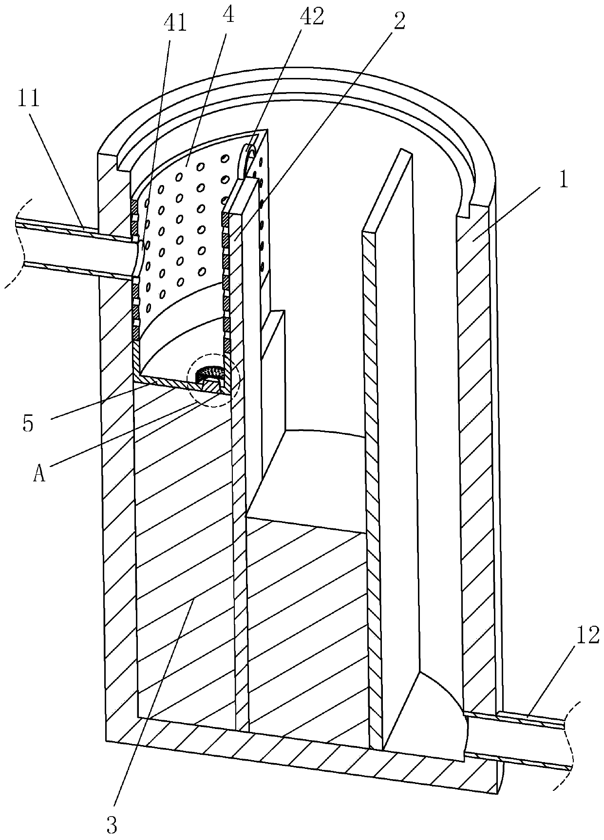 Pressure energy dissipation well used for sewage pipe network connection under dam and construction process of pressure energy dissipation well