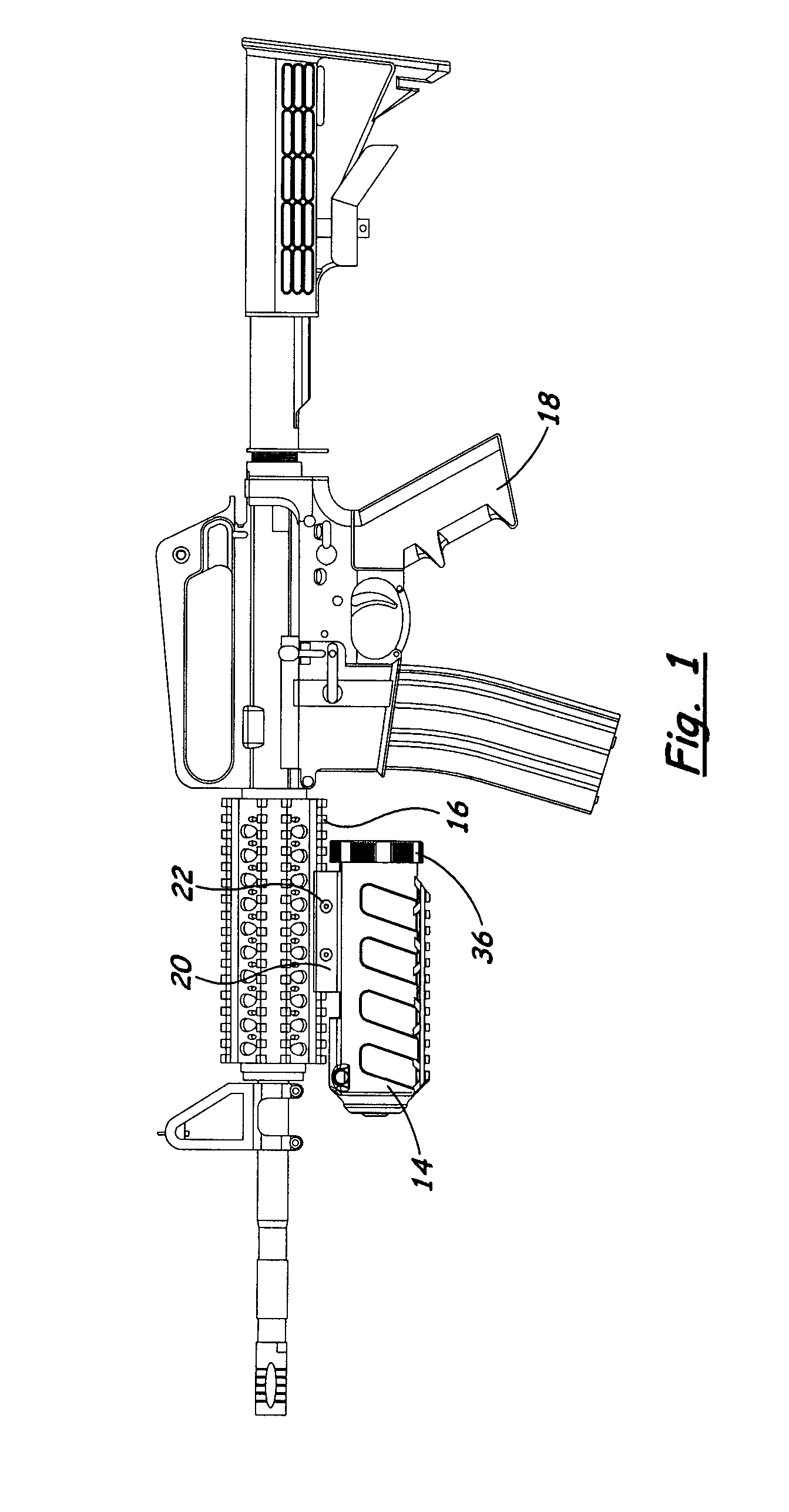 Rifle Mounted Pepper Spray Device with Slide Activation