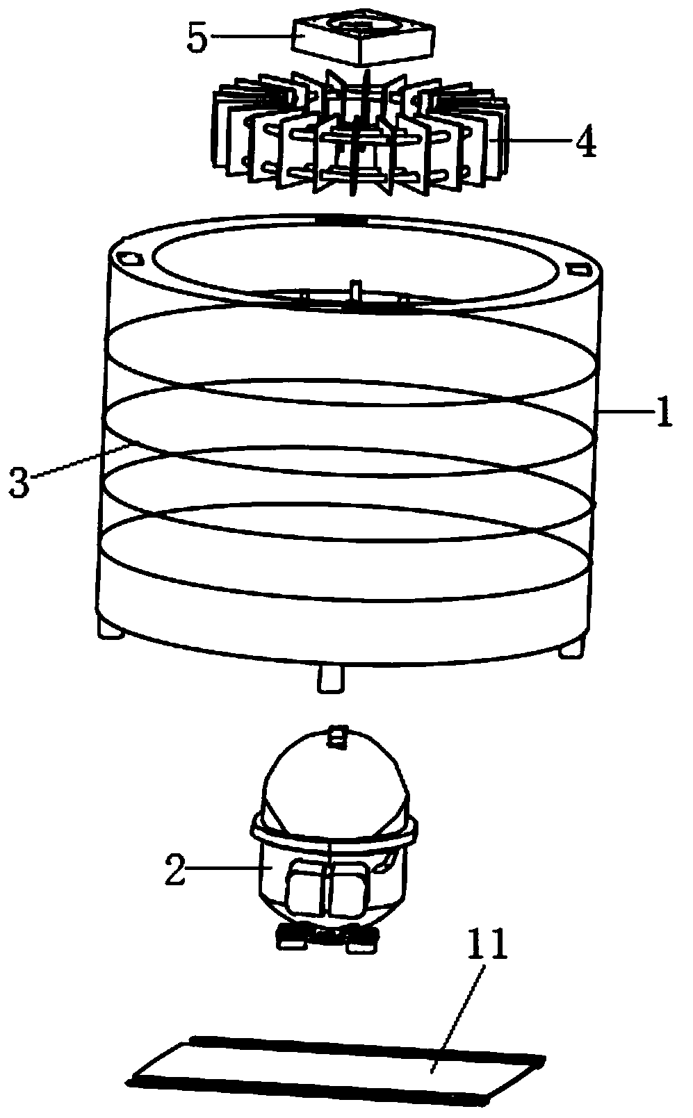 Cylindrical refrigerator with stretching and contracting structure