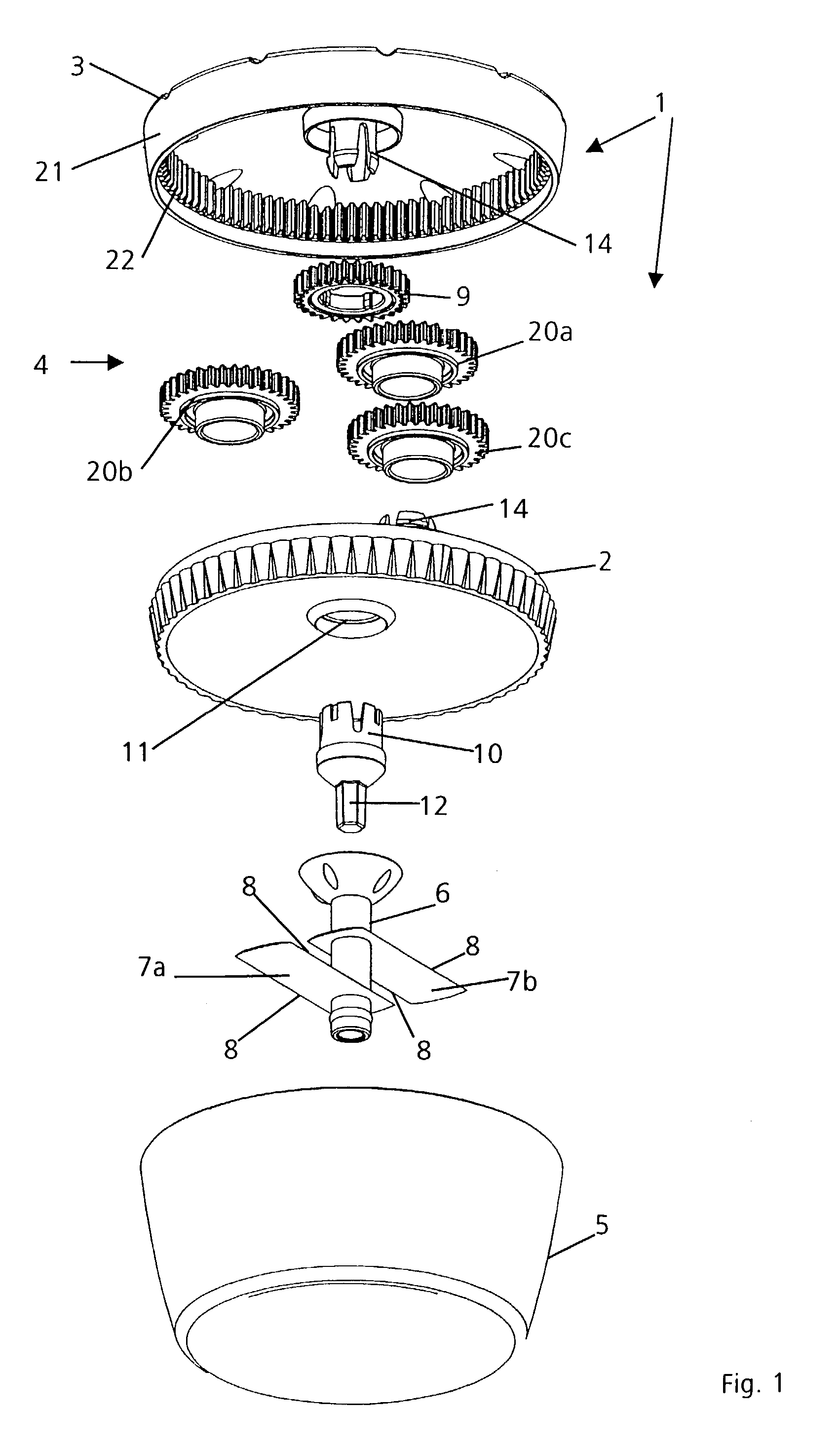 Manually drivable apparatus for comminuting foods