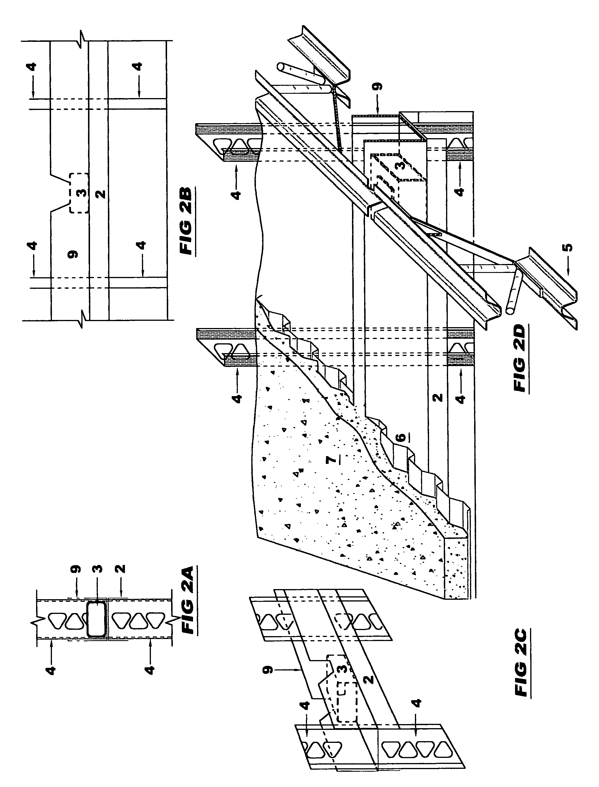 Composite steel joist/composite beam floor system and steel stud wall systems