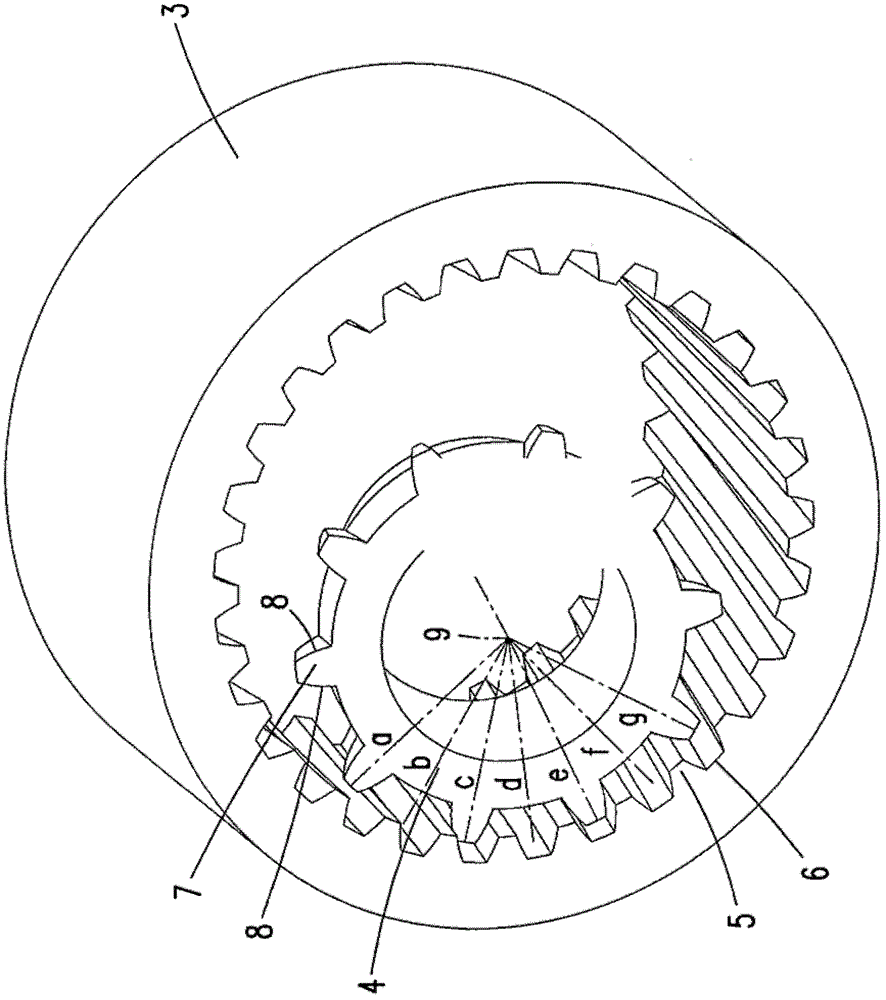 Device and method for hob peeling internally geared wheels and related peeling wheel