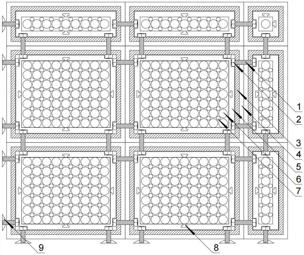 Combined partition frame for indoor space