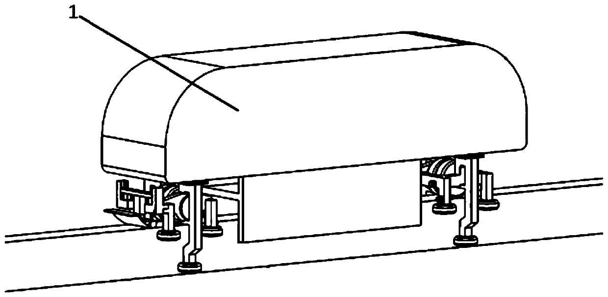 Straddle type monorail automatic ice and snow removing vehicle