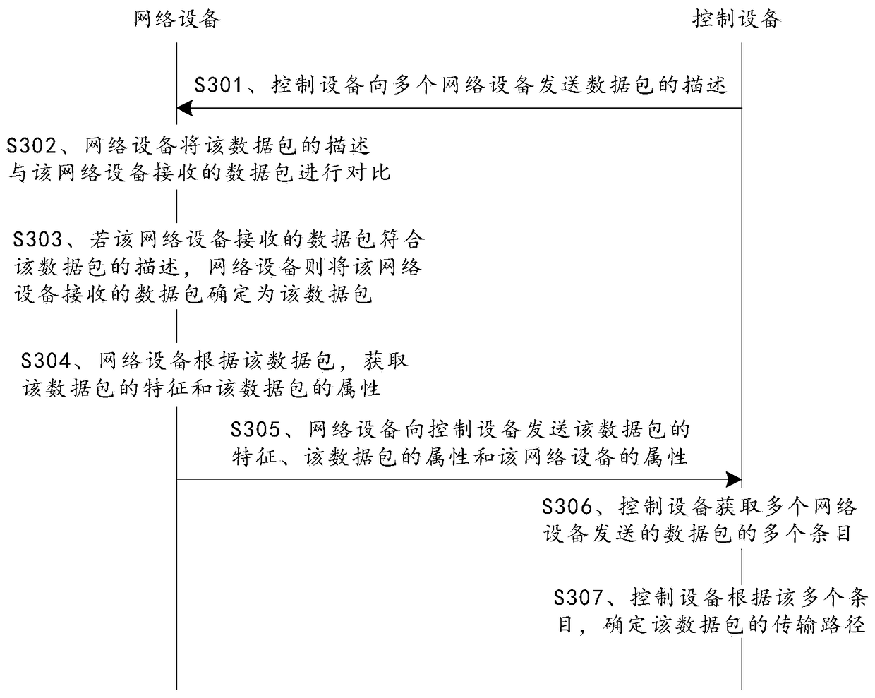 A method, device and system for determining a data packet transmission path