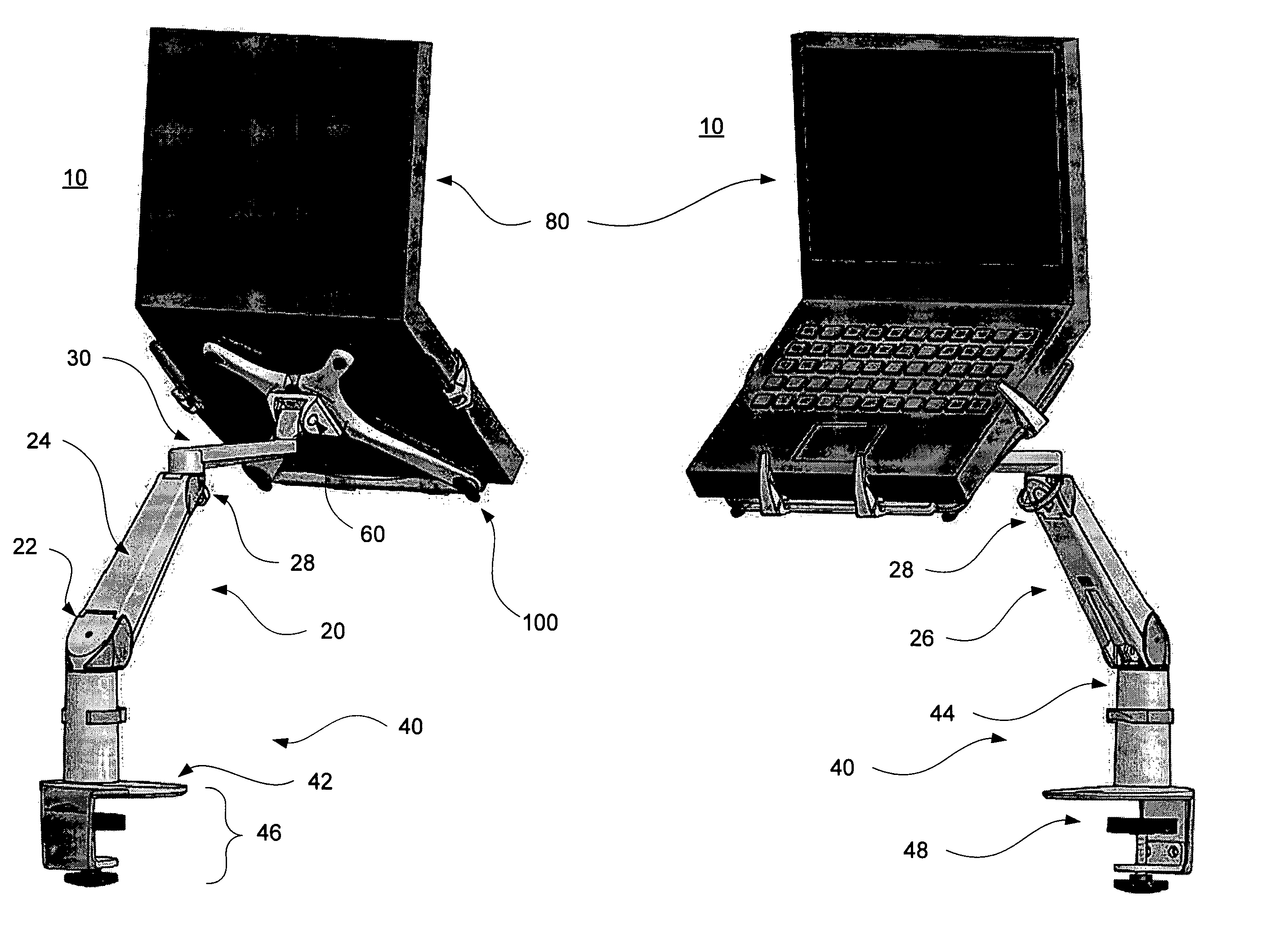 Laptop holder for extension arm