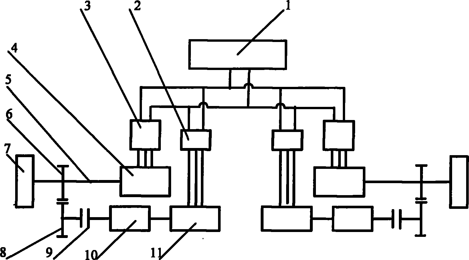 Main/auxiliary motor power coupling assembly for bilateral independent drive vehicles