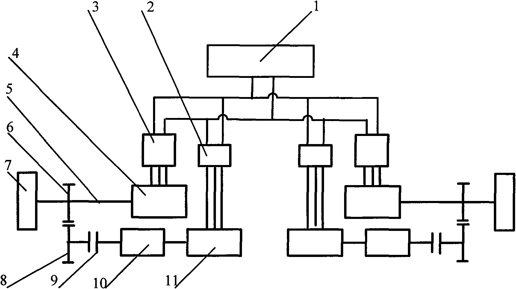 Main/auxiliary motor power coupling assembly for bilateral independent drive vehicles