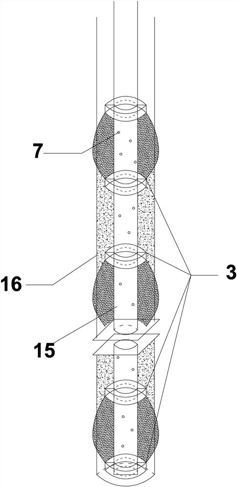 Variable cross-section root pile and film bag concrete combined drainage greening slope protection structure and method